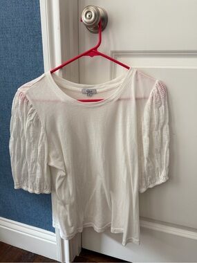 Rails White Puff Sleeve Cotton Tee